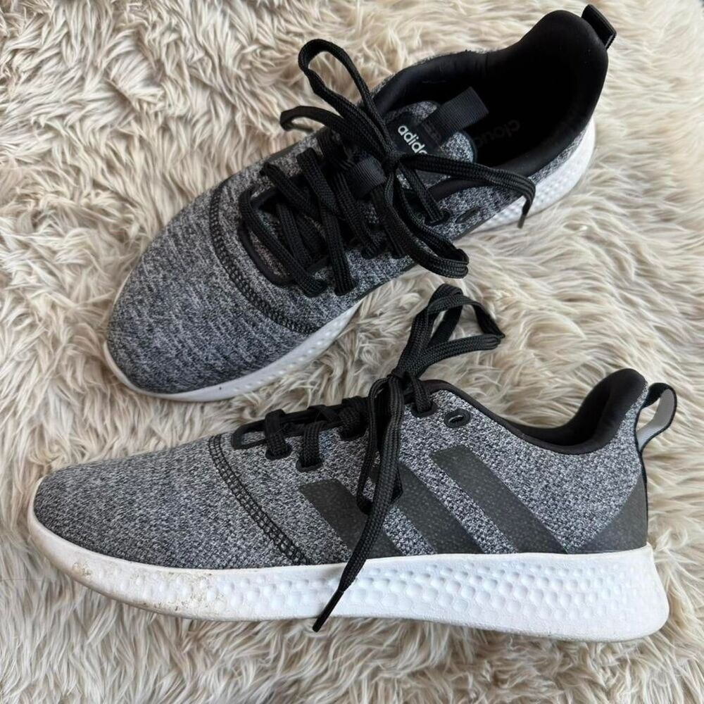 Adidas Cloudfoam Running Shoes Grey Black Size 9 EUC